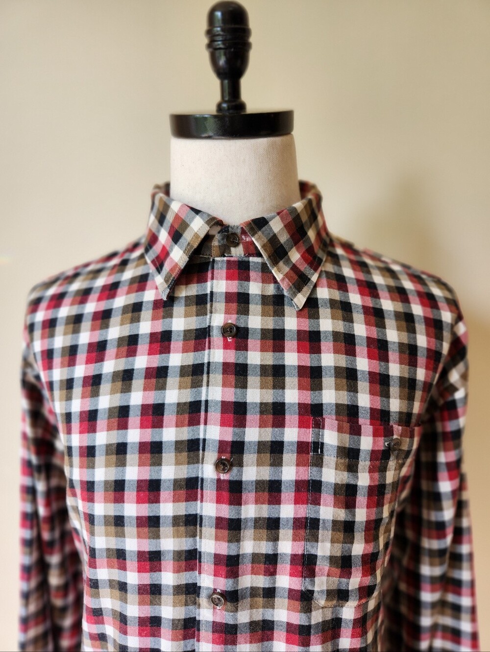 Orvis Signature Men XXL SILK/WOOL Blend Plaid Flannel Button Down Shirt LS